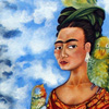 <b>Hommage à Frida Kahlo</b><br/>Acrylique sur toile<br/>21 X 27 pouces<br/>Février 2014